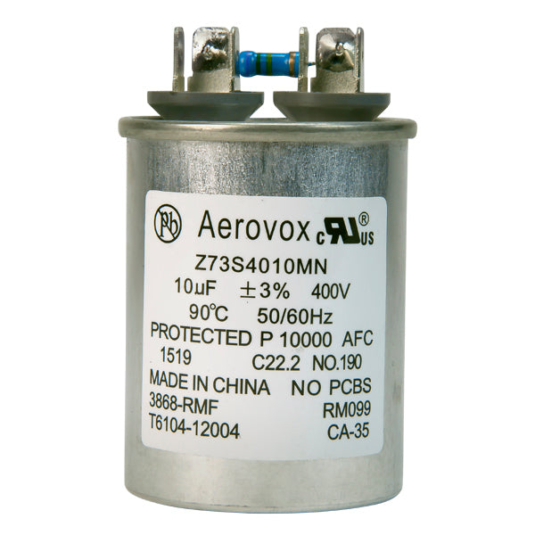 400VAC - Oil Filled Capacitor - 10uF - Round Metal Case For use with 175W MH Ballast - Aerovox Z73S4010MN