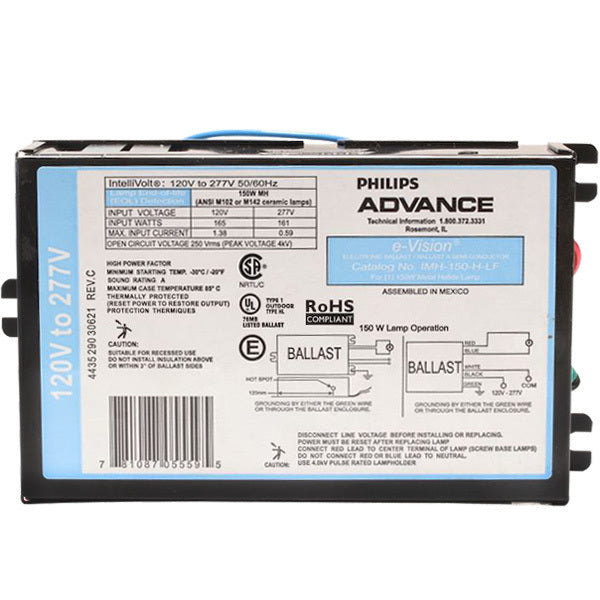 Advance IMH150HLFM 20-150 Watt Metal Halide Ballast ANSI M102/142 —  Bulb Center