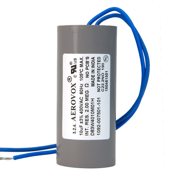 400VAC - Dry Film Capacitor - 10uf - Plastic Round Case For use with 175W Metal Halide Ballasts - Aerovox D83W4010M01H