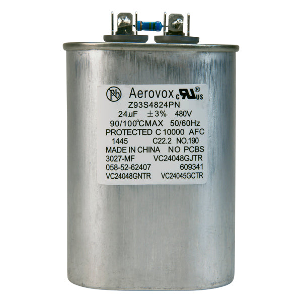 480VAC - Oil Filled Capacitor for HID Lighting 24uf - Metal Oval Case - Aerovox Z93S4824PN