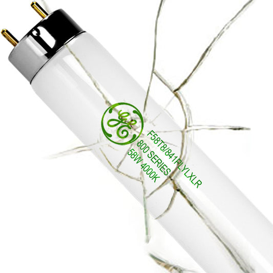Shatter Resistant - GE 40081 - F58T8/841PLYLXLR P.E.T. Coating - 58 Watt - T8 - 20,000 Hours - 5200 Lumens - 4000K - 800 Series Phosphors