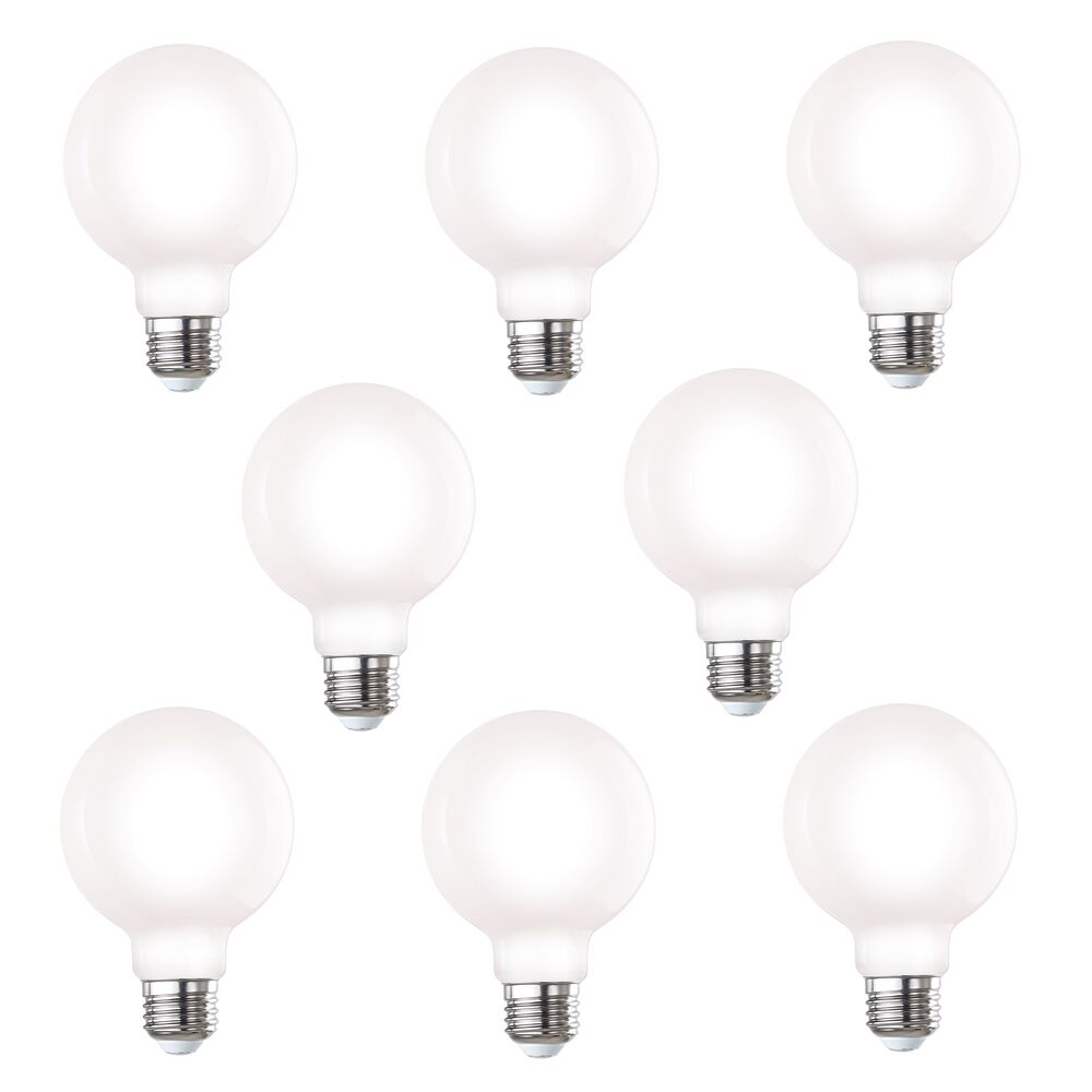 Bulbrite Pack of (8) 7 Watt Dimmable Milky Filament G25 Medium (E26) LED Bulb - 650 Lumens, 2700K, and 80 CRI