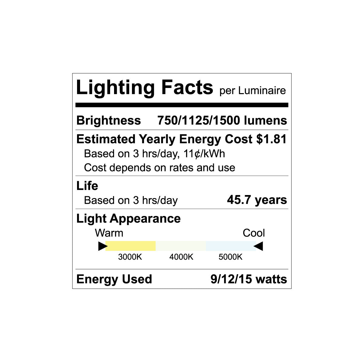 Luxrite Cct Change LED/CDL6/3WO/3CCT/B/JB 3000K/4000K/5000K Cct Select
