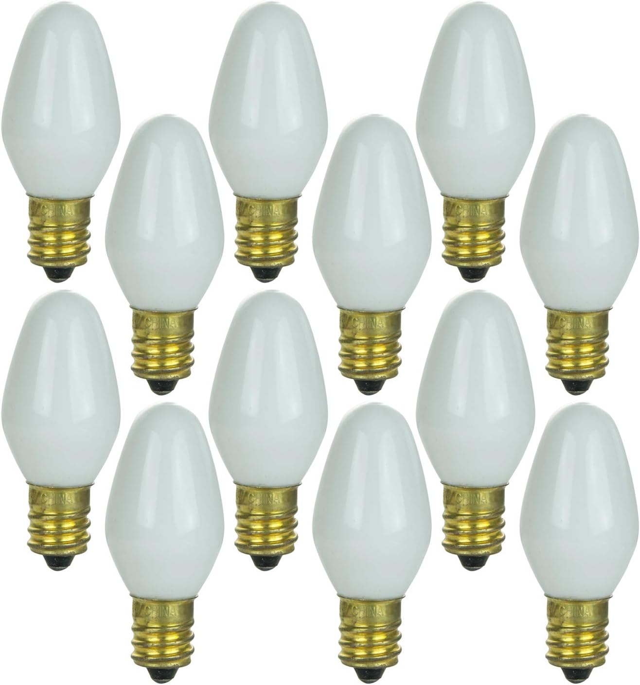 Sunlite 41592-SU 4C7 Incandescent, Light Bulb, 4 Watts, Candelabra Base (E12), Dimmable, Mercury Free, White, 12 Pack 26K - Warm White