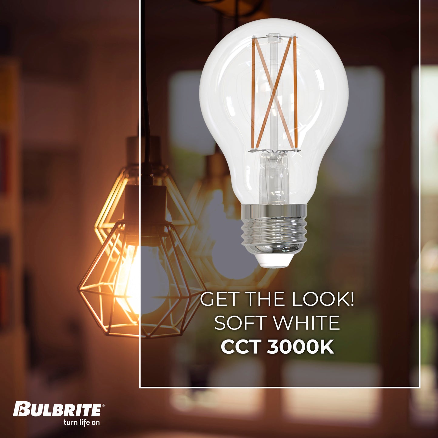 Bulbrite Pack of (2) 8.5 Watt Dimmable Clear Filament A19 Medium (E26) LED Light Bulb - 800 Lumens, 3000K, and 90 CRI