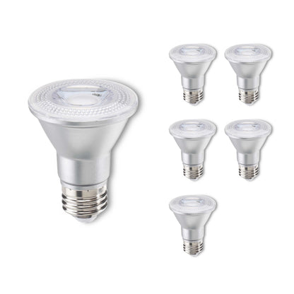 Bulbrite Pack of (6) 7 Watt Dimmable PAR20 Wet Rated Flood LED Light Bulbs with Medium (E26) Base Base, 3000K Soft White Light, 500 Lumens