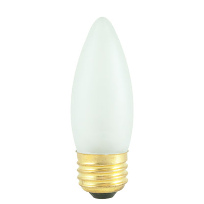 Bulbrite 25ETF/3 25 Watt Incandescent B10 Torpedo Chandelier Bulb, Medium Base, Frost