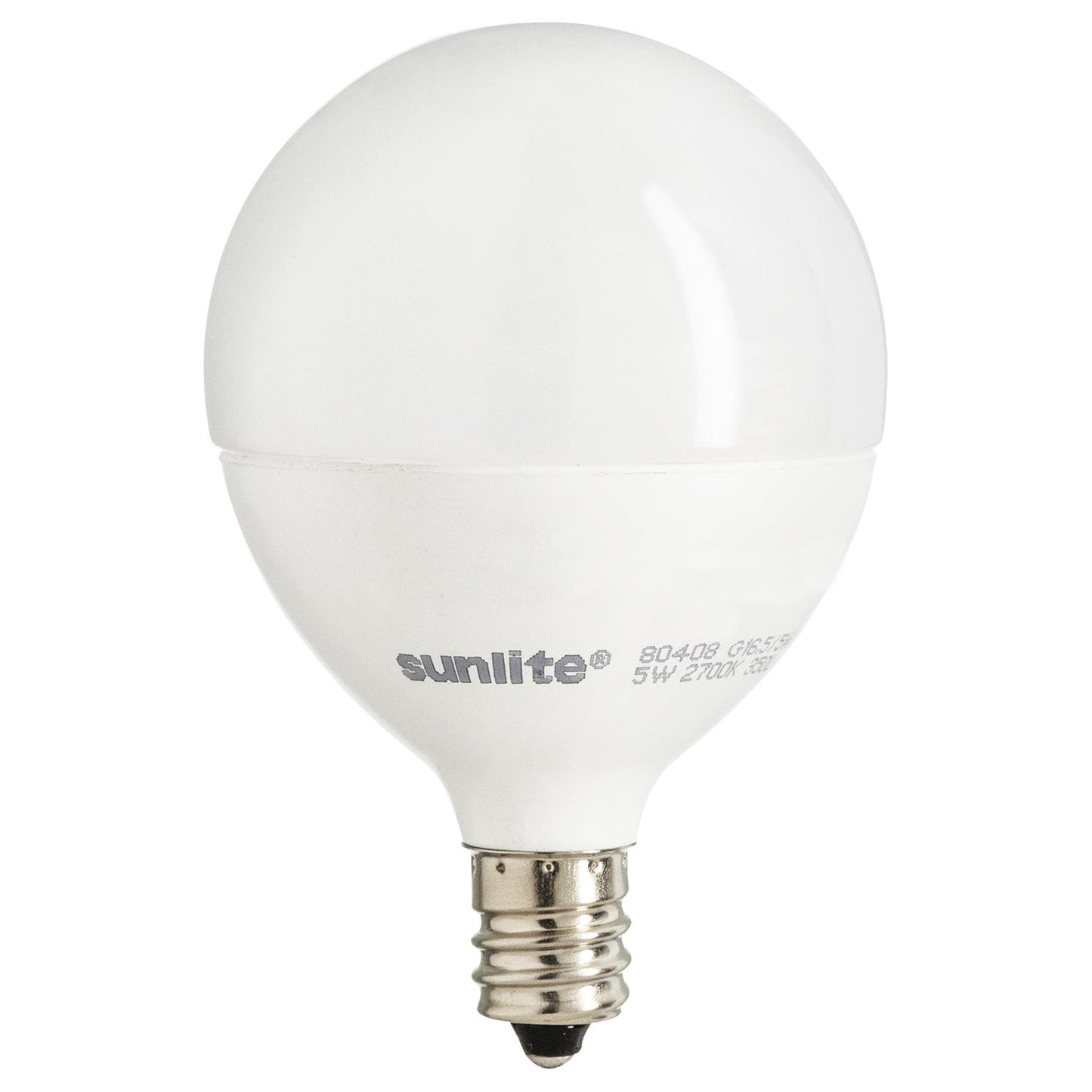 Sunlite LED G16.5 Globe 5W (40W Equivalent) Light Bulb Candelabra (E12) Base, Warm White