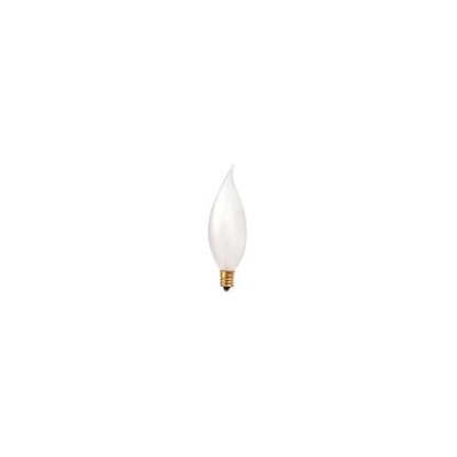 Bulbrite 15CFF/25/3 15 Watt Incandescent CA8 Flame Tip Chandelier Bulb, Candelabra Base, Frost