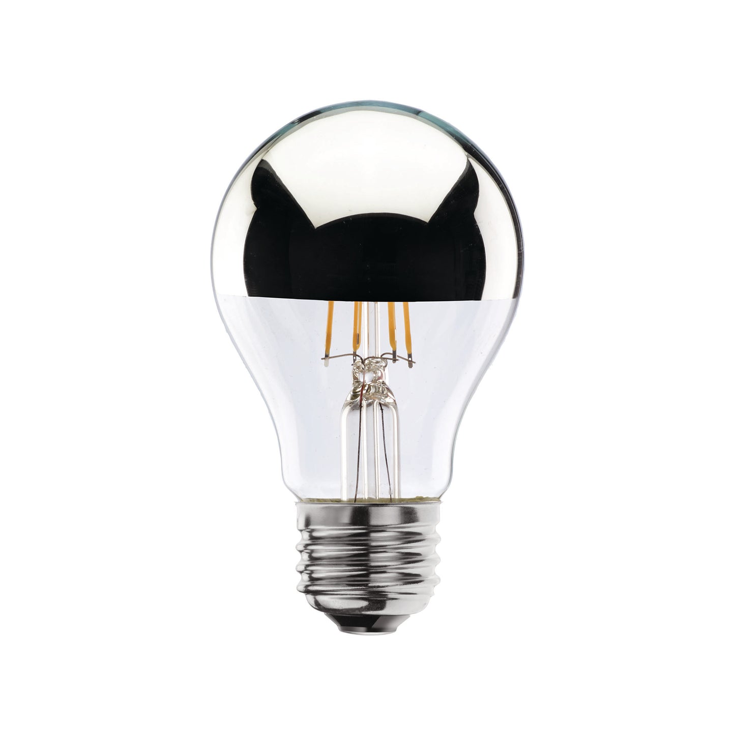 Bulbrite LED4A19/27K/FIL/HM 4 Watt LED Half Chrome Filament A19 Bulb, Medium (E26) Base, Half Chrome-Warm White Finish