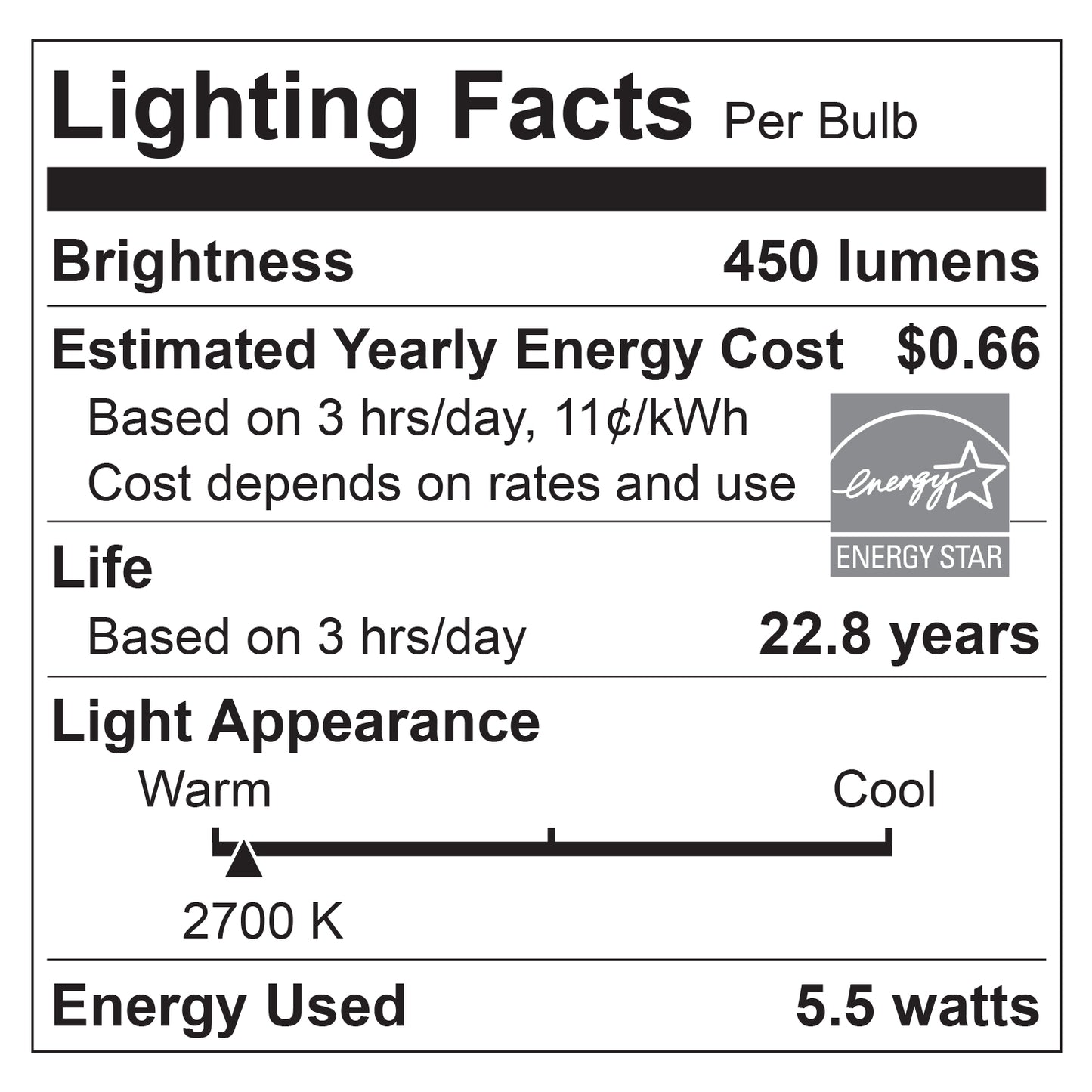 Sunlite 88347-SU LED A19 Standard Light Bulb, 5.5 Watts (40 Watt Equivalent), 450 Lumens, Medium Base (E26), Dimmable, UL Listed, Energy Star, 2700K Warm White, Pack of 12