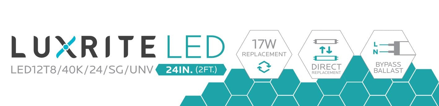 Luxrite Retrofit Tube LED12T8/40K/24/SG/UNV 4000K Cool White