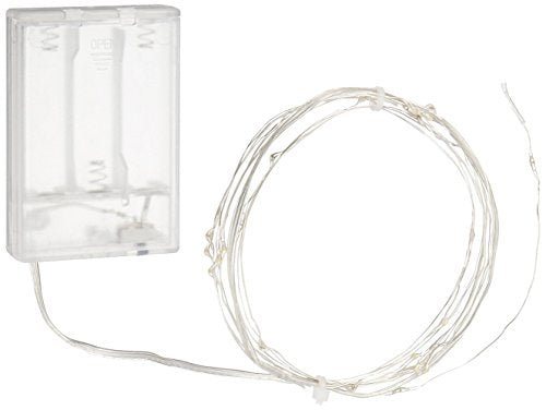 Bulbrite LED/STAR/SIL/S/27K Indoor LED Starry String Lights, 10' Copper Wire, Battery Pack