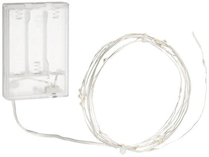 Bulbrite LED/STAR/SIL/S/27K Indoor LED Starry String Lights, 10' Copper Wire, Battery Pack