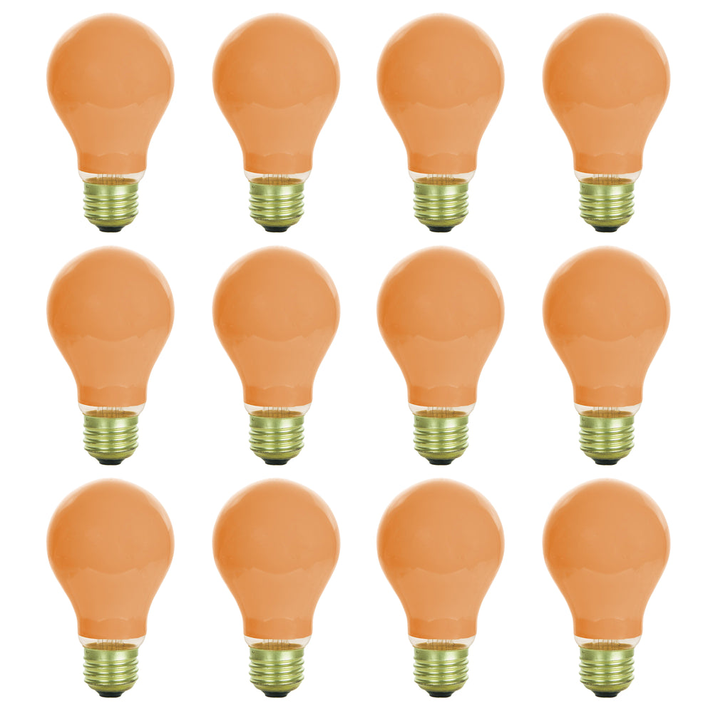 12 Pack of Sunlite 25 watt Ceramic Orange Colored Incandescent Light Bulb - Parties, Decorative, and Holiday 1,250 Average Life Hours