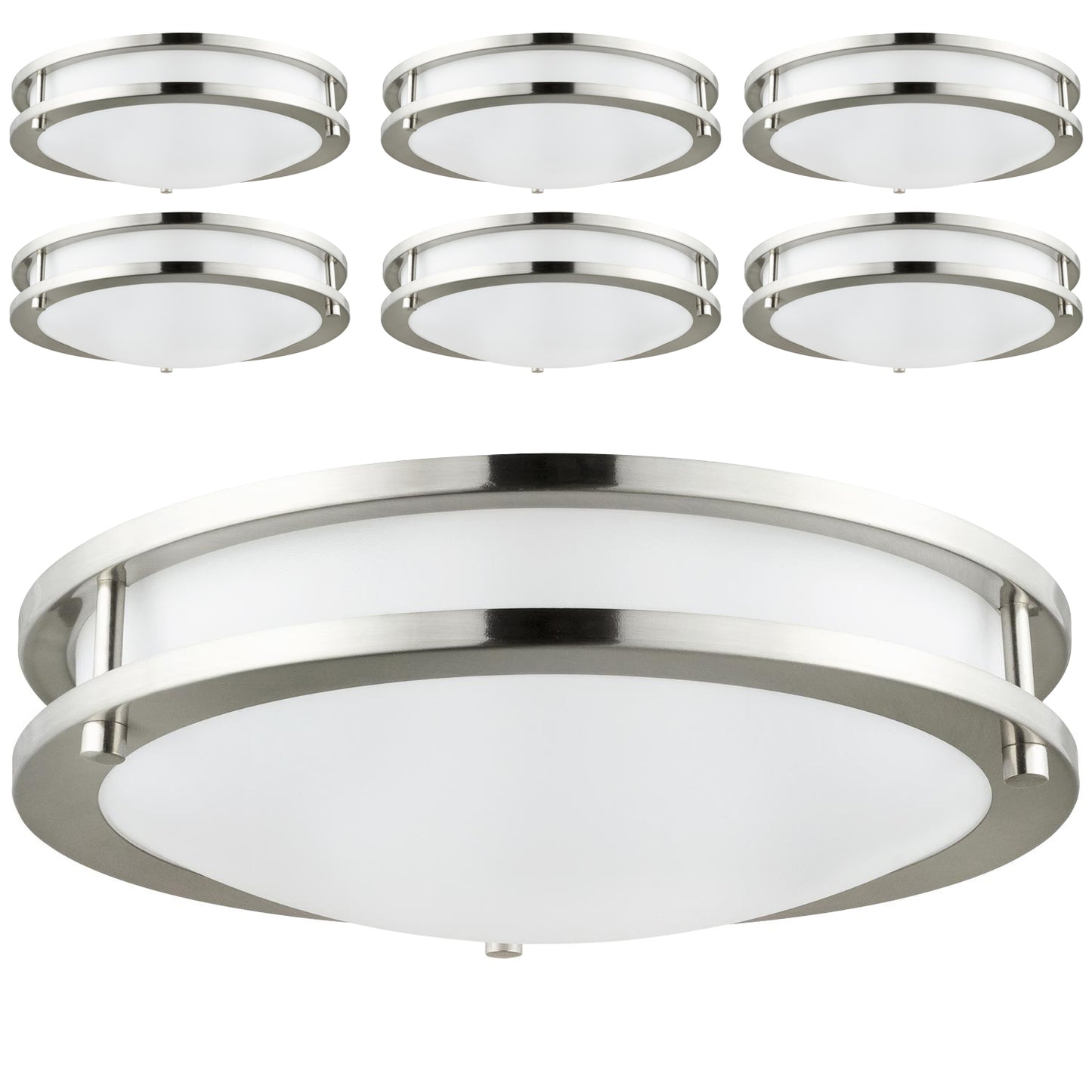 Sunlite 88355-SU LED Double Band Round Ceiling Fixture, 10-Inch, 15 Watt, 950 Lumens, Dimmable, Brushed Nickel Finish, ETL Listed, Energy Star, 30K - Warm White