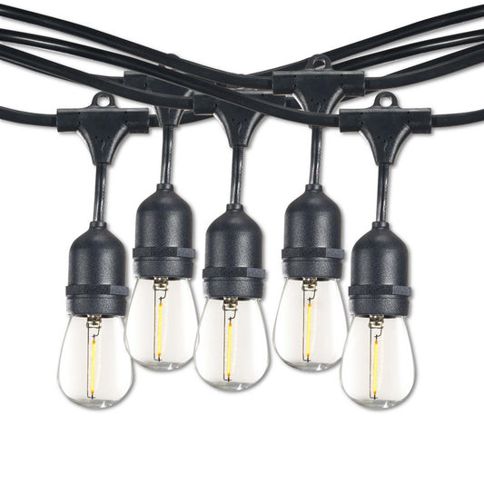 BULBRITE 48' STRING LIGHT 15 SOCKETS 36" SPACING E26 BLACK KIT - W/1W PLASTIC LED S14 CLEAR LAMPS-2PK