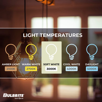 Bulbrite Pack of (2) 8.5 Watt Dimmable Clear Filament A19 Medium (E26) LED Light Bulb - 800 Lumens, 3000K, and 90 CRI