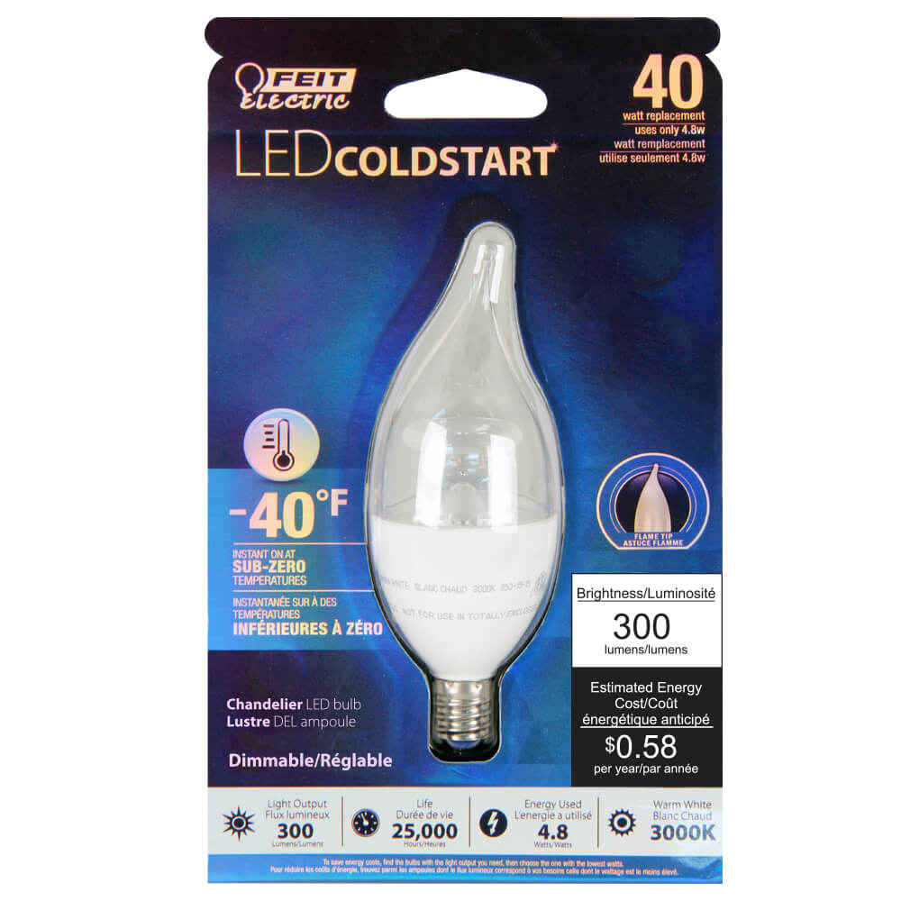 300 Lumen 3000K Dimmable Flame Tip LED