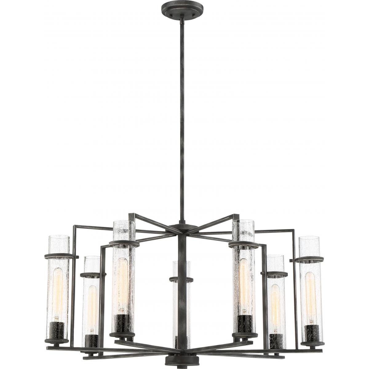 Donzi; 7 Light; Chandelier Fixture; Iron Black Finish