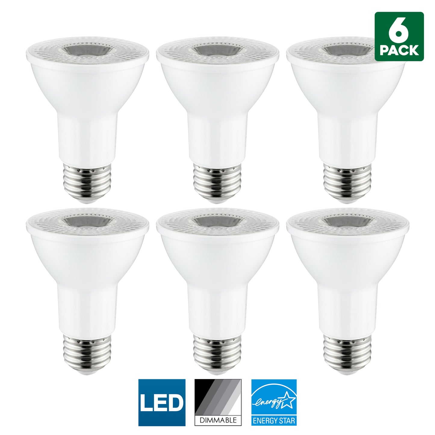 Sunlite LED PAR20 Reflector Bulb, 6 Watt (50 Watt Equivalent), Dimmable, 4000K Cool White, 450 Lumens, Medium (E26) Base, Energy Star Certified