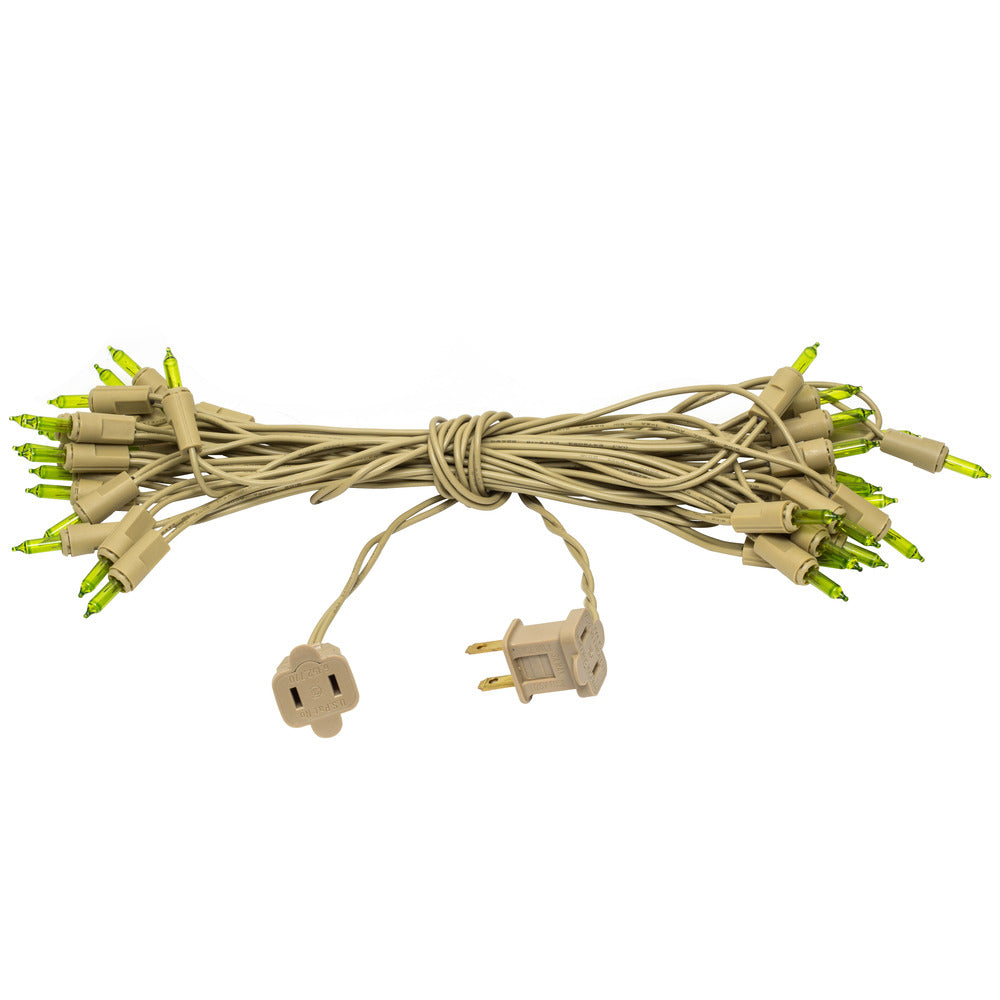 Vickerman 50 Lime Dura-lit Mini Light on Tan Wire, 37' Christmas Light Strand- 2 Pack