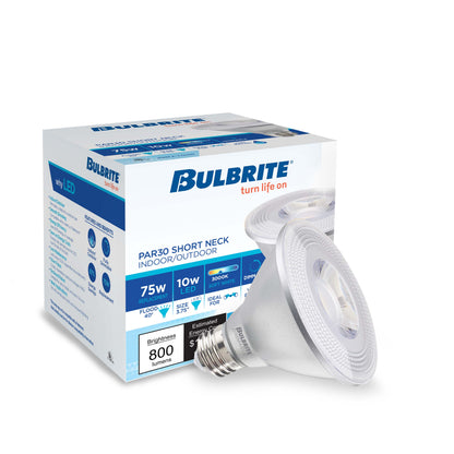 Bulbrite Pack of (6) 10 Watt Dimmable Flood PAR30SN Medium (E26) LED Bulb - 800 Lumens, 3000K, and 80 CRI