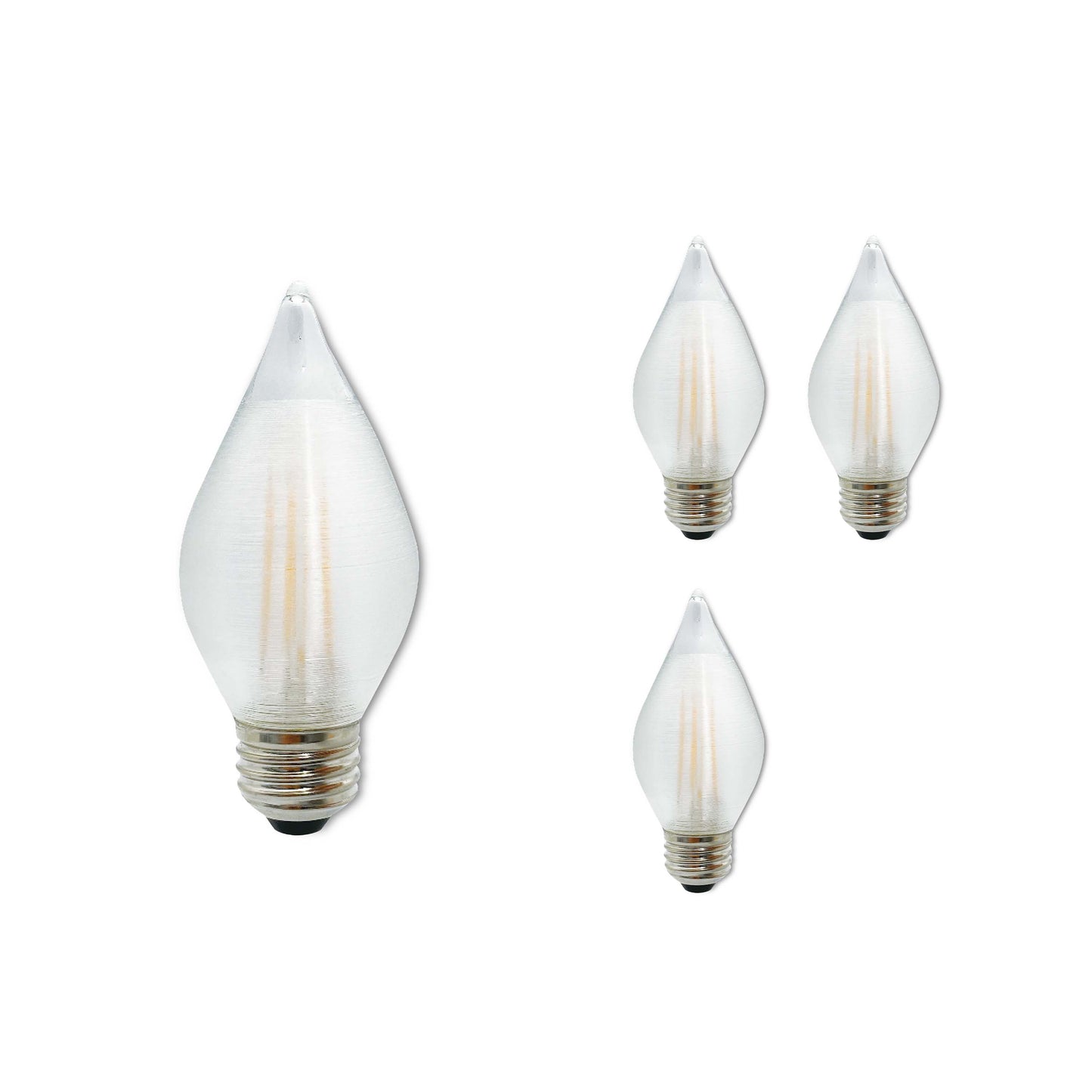 Bulbrite Spunlite Pack of (4) 4 Watt Dimmable C15 LED Filament Light Bulb with Satin Glass Finish and Medium (E26) Base - 2700K (Warm White Light), 350 Lumens