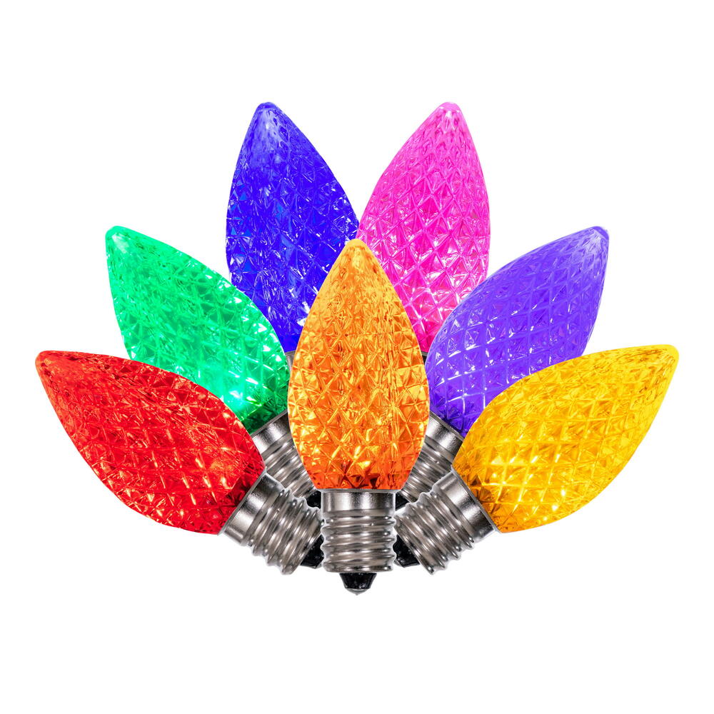 Vickerman C7 LED Multi-colored Faceted Replacement Bulb, - 50 Pack