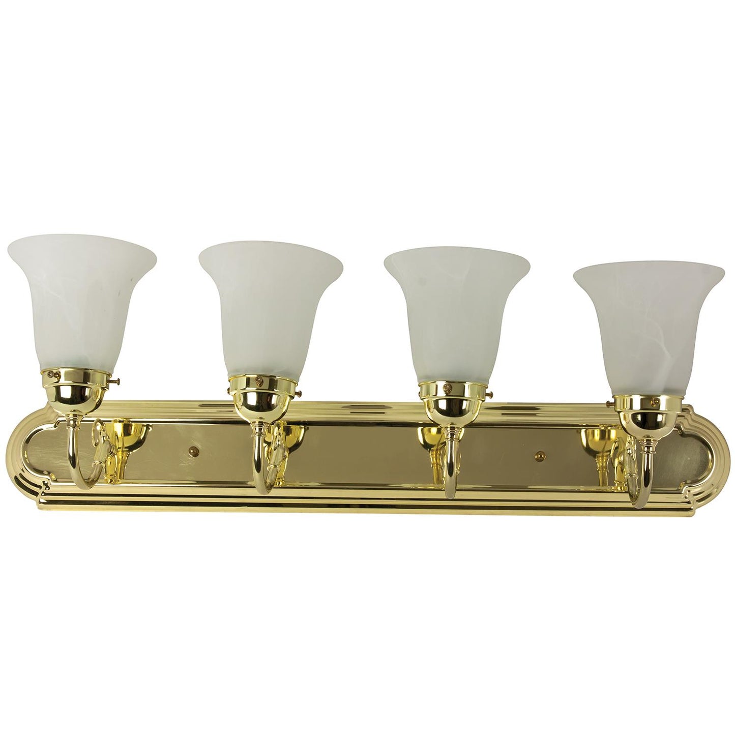 Sunlite 4 Lamp Vanity Decorative Sconce Fixture, Polished Brass  Finish, Alabaster Glass