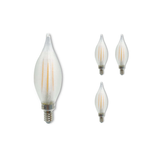 Bulbrite Spunlite Pack of (4) 4 Watt Dimmable C11 LED Filament Light Bulb with Satin Glass Finish and Candelabra (E12) Base - 2700K (Warm White Light), 350 Lumens