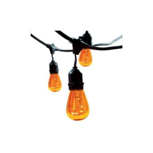 Bulbrite STRING15/E26-11S14TA Outdoor String Light w/Amber Incandescent 11S14 Bulbs, 48-Feet, 15 Lights