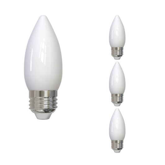 Bulbrite LED Filament Pack of (4) 5.5 Watt Dimmable B11 Light Bulbs with Clear Glass Finish and Medium (E26) Base - 3000K (Soft White Light), 500 Lumens