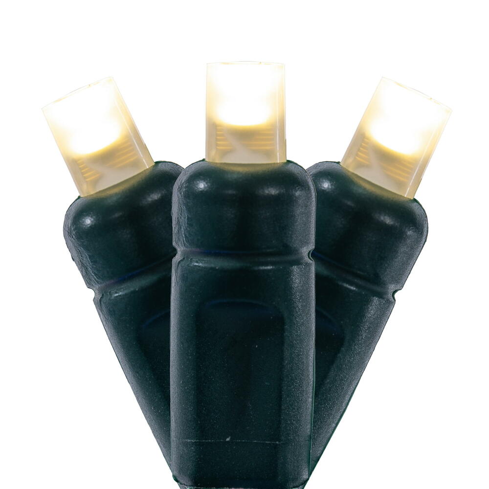Vickerman 50 Warm White Wide Angle LED Light on Green Wire, 25' Christmas Single Mold Light Strand- 2 Pack