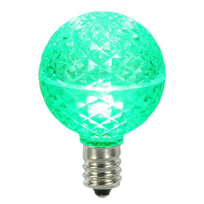 Vickerman G50 LED Green Faceted Replacement Bulb, E17/C9 Nickel Base, 20 Pack.