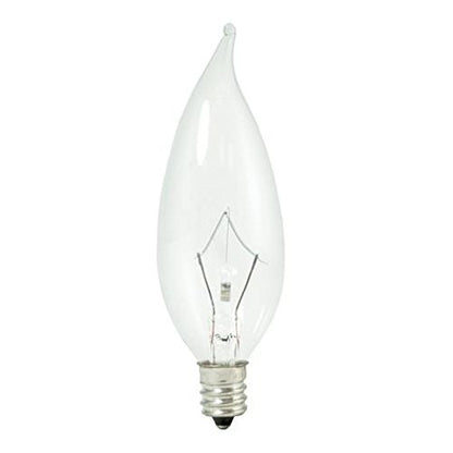 Bulbrite KR60CFC/32 60 Watt Dimmable Krypton Krystal Touch CA10 Flame Tip Chandelier Bulb, Candelabra Base, Clear, 10-Pack