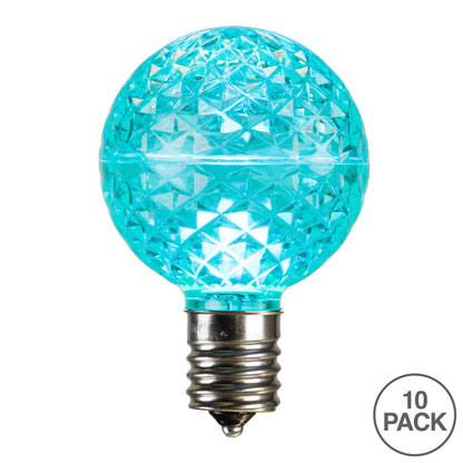 Vickerman G50 LED Teal Faceted Replacement Bulb, E17/C9 Nickel Base, 20 Pack.