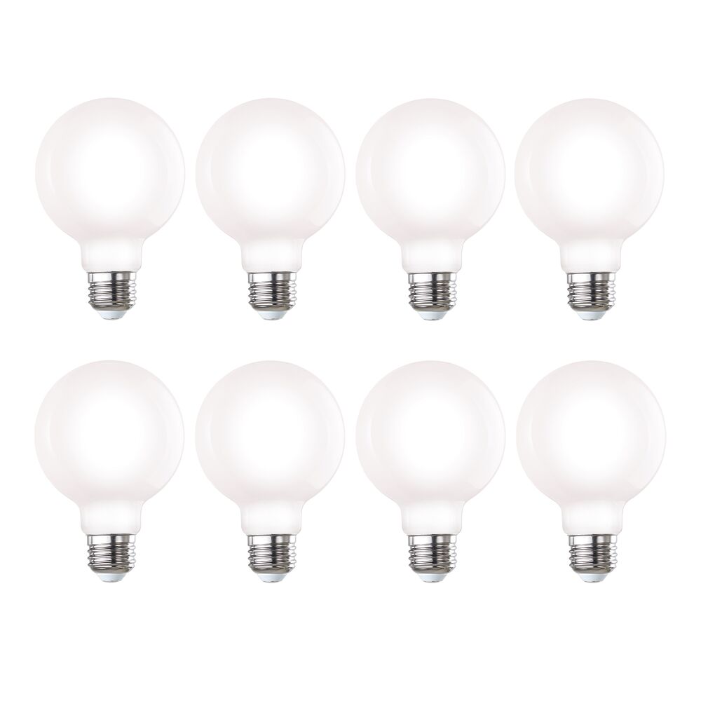 Bulbrite Pack of (8) 7 Watt Dimmable Milky Filament G25 Medium (E26) LED Bulb - 650 Lumens, 3000K, and 80 CRI