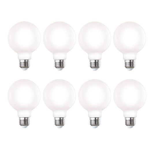 Bulbrite Pack of (8) 7 Watt Dimmable Milky Filament G25 Medium (E26) LED Bulb - 650 Lumens, 3000K, and 80 CRI