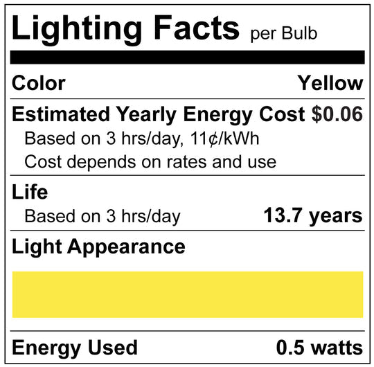 Luxrite LED Filament S14 Light Bulb, E26 Medium Base, 0.5W, Yellow Transparent Bulb Finish, Pack of 9 (LR21733)