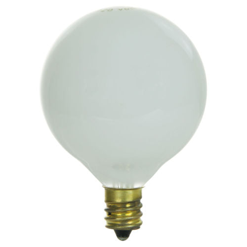 Sunlite 40 Watt G16.5 Globe, Candelabra Base, White