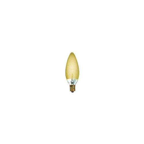 Bulbrite 25B10/ICE Crystal Collection 25 Watt Incandescent B10 Chandelier Bulb, Ice Finish, Candelabra Base, Amber