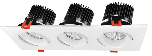 TRIPLE-HEAD GIMBAL 5CCT WHITE CANLESS SPOTLIGHT