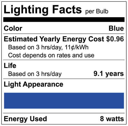 Luxrite LED A19 Colored Light Bulb, E26 - Medium Base, 8W, Blue Finish, Non-Dimmable, Shatter Proof, Pack of 15 (LR21491)