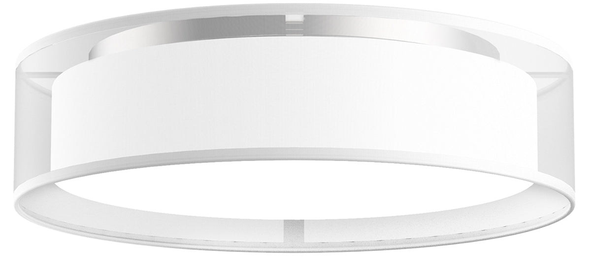 Dalton 16 inch LED Flush Mount in White Organza with Organza Textured Linen Shade and White Acrylic Diffuser