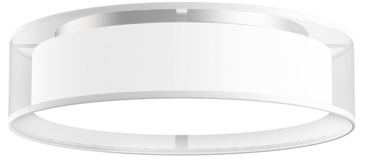 Dalton 16 inch LED Flush Mount in White Organza with Organza Textured Linen Shade and White Acrylic Diffuser