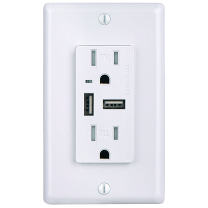 RECEPTACLE/USB/4.6A/WH/TR DUPLEX W/2-USB SUNLITE