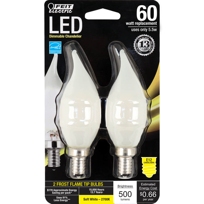 500 Lumen 2700K Dimmable Flame Tip LED