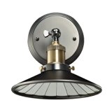 Bulbrite NOS/SCON/SHADE-PW Vintage 1-Light Brass Shade with Mirrored Reflector Wall Sconce, Pewter Finish