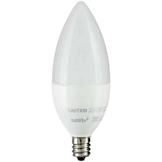 Sunlite LED Torpedo Tip Chandelier 4.5W (40W Equivalent) Light Bulb Candelabra (E12) Base, Warm White